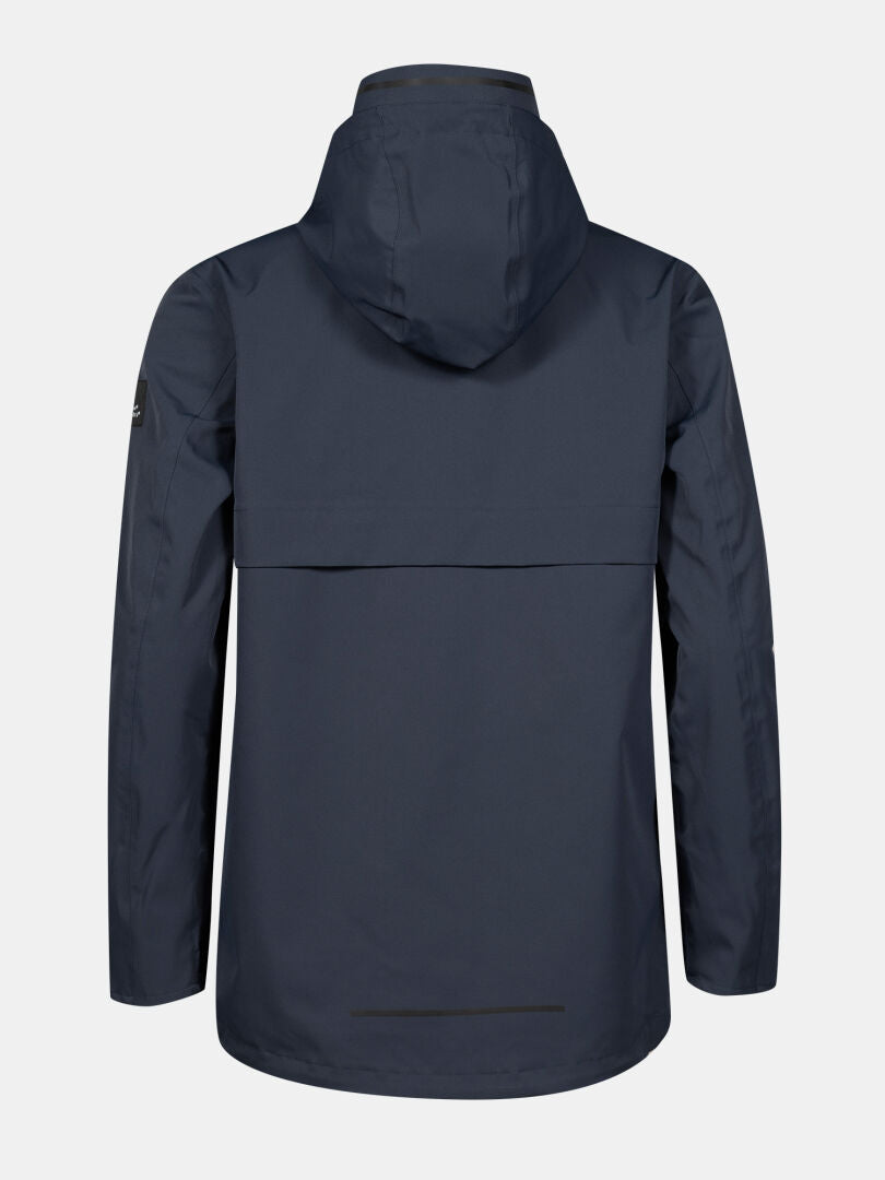 The Halti Tokoi DX Jacket Women's in dark blue is shown from the back against a plain light background.