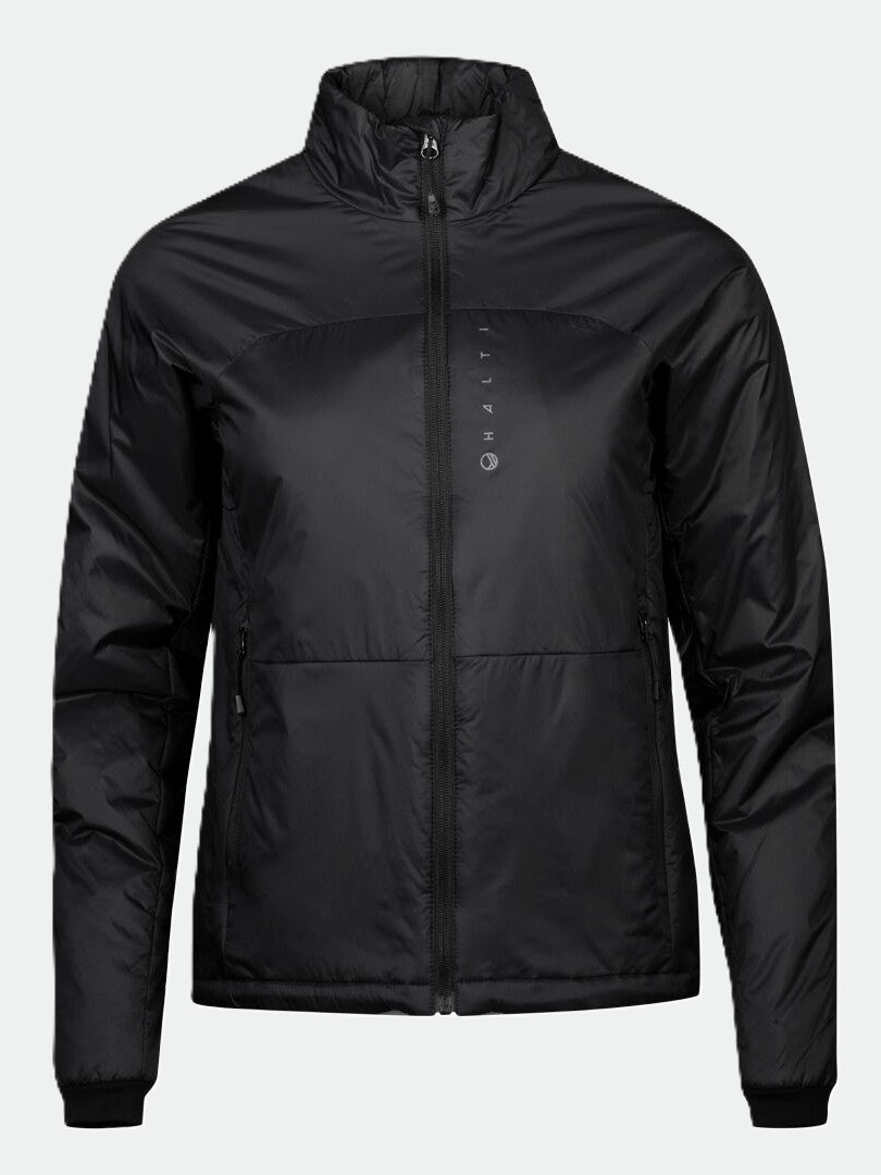 Halti Neon Insulation Jacket Women's: black, zip-up, long-sleeve, two pockets, breathable with subtle chest logo.