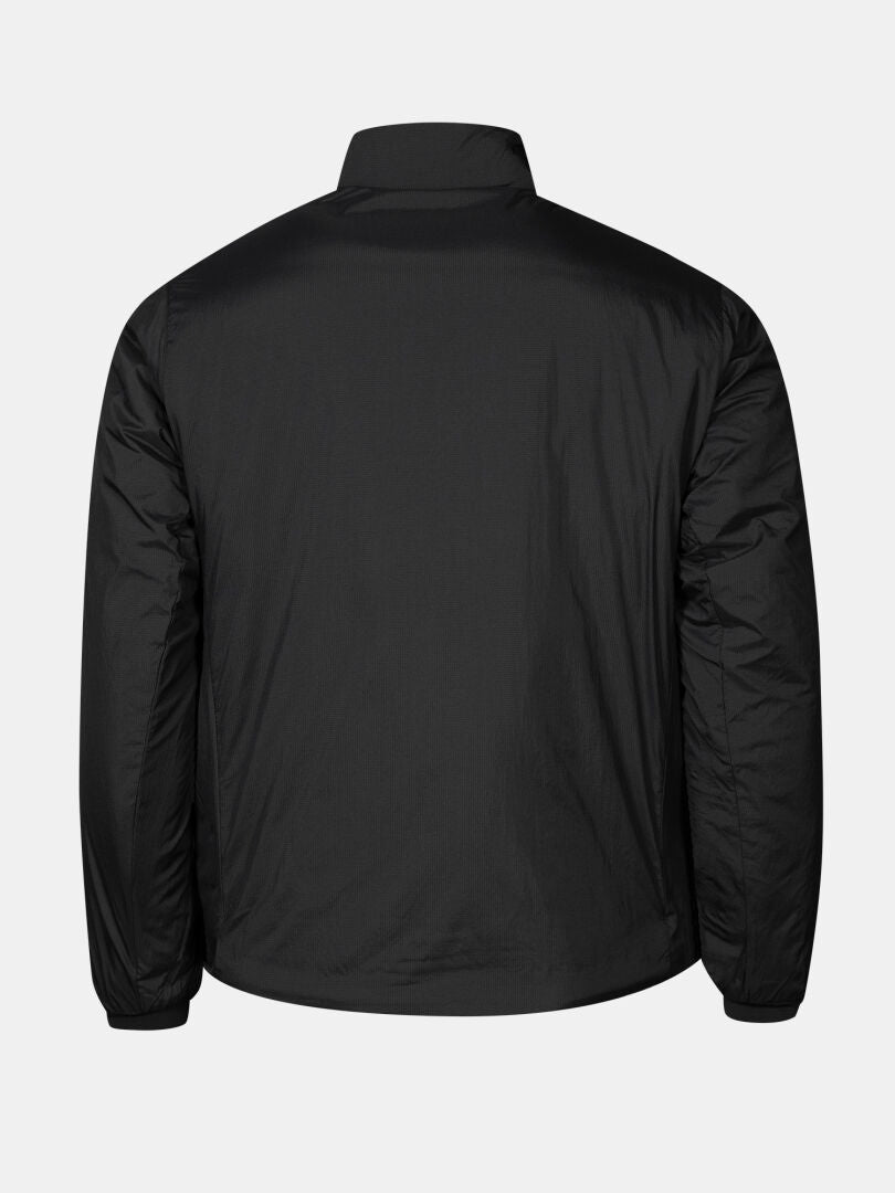 The Halti Haave Insulation Primaloft Jacket Men’s in black features a stand-up collar, long sleeves, and straight hem.