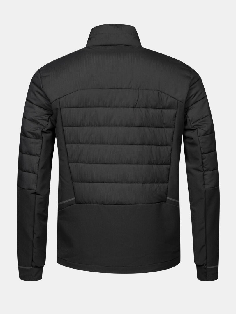 Halti Valimo Hybrid Insulation Jacket Men’s in black, long-sleeve, shown from the back on a plain light gray background.
