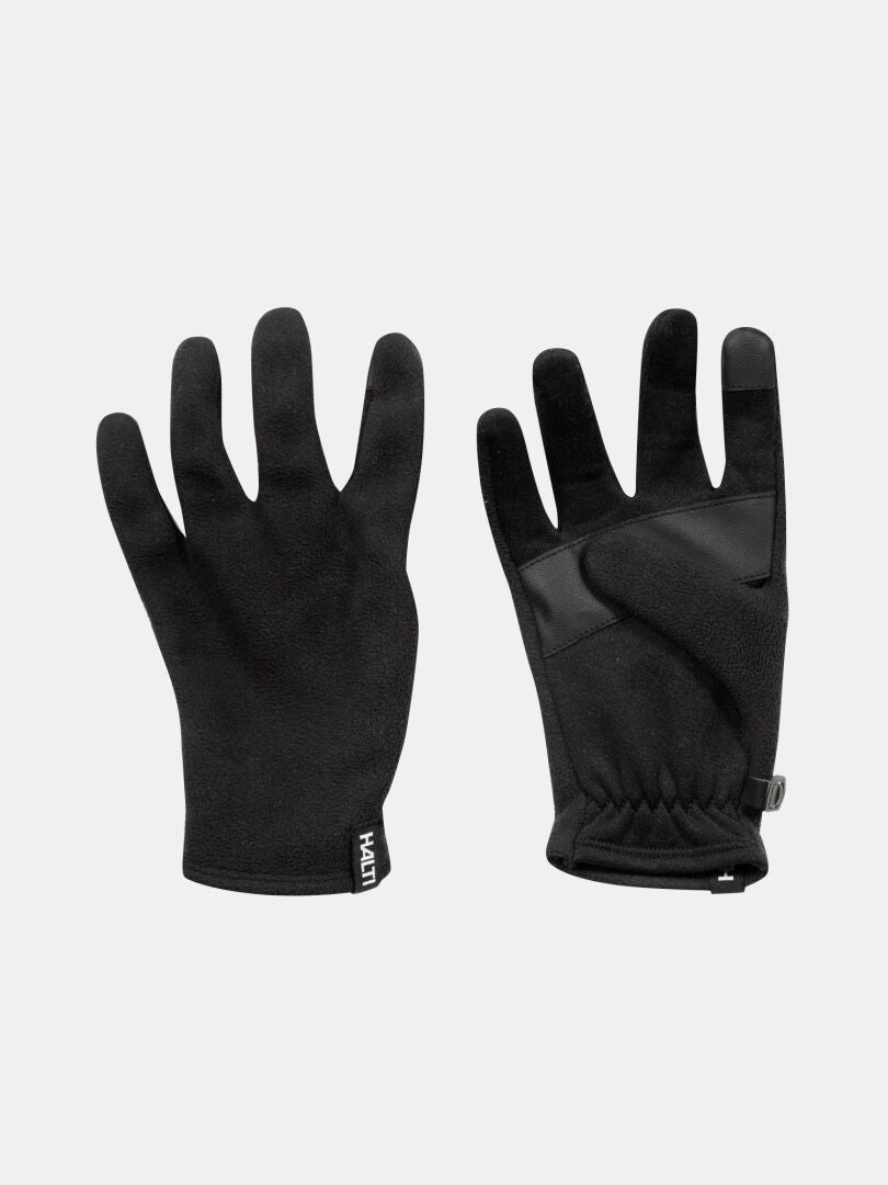 A pair of Halti Viiri Fleece Gloves, one palm up and one back up, displayed on a light background.
