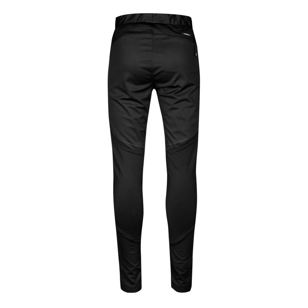 Back view of Halti Vinha XCT Pants Womens, black, with Stormwall® fabric and a right-side zippered pocket.