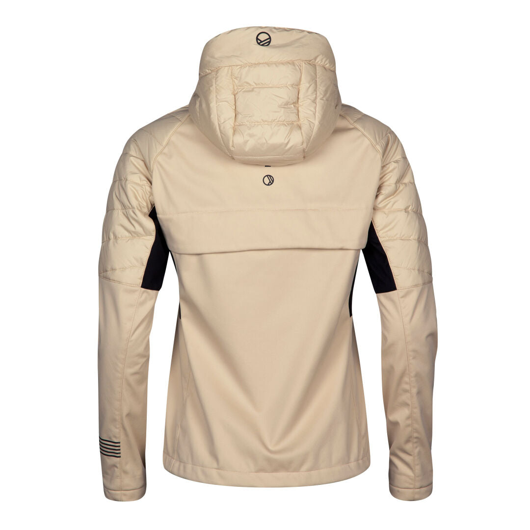 Halti Hanki XCT Jacket Womens Plus in beige with black panels, windproof Stormwall® membrane, and small rear logo.