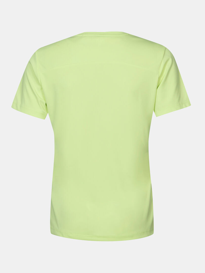 The Halti Salves T-Shirt Women's in light yellow shown from the back against a white background.