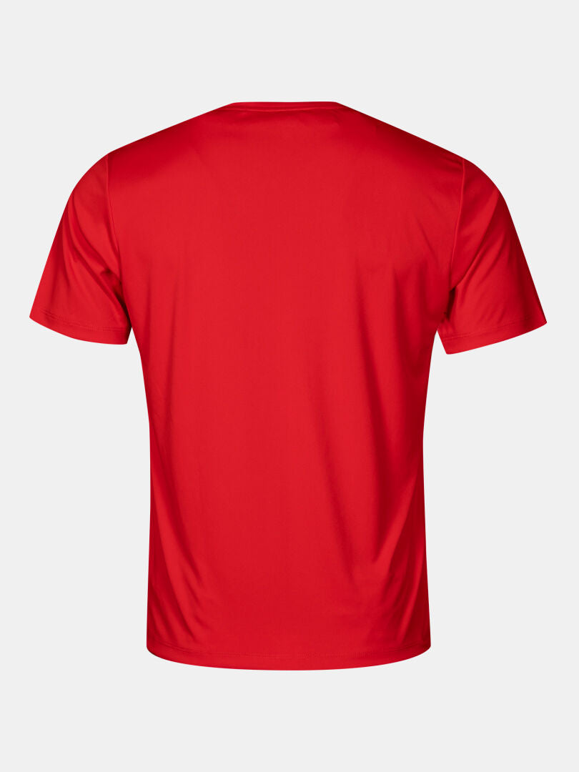 Back view of the Halti Salves T-shirt Men's in red shown on a light gray background.