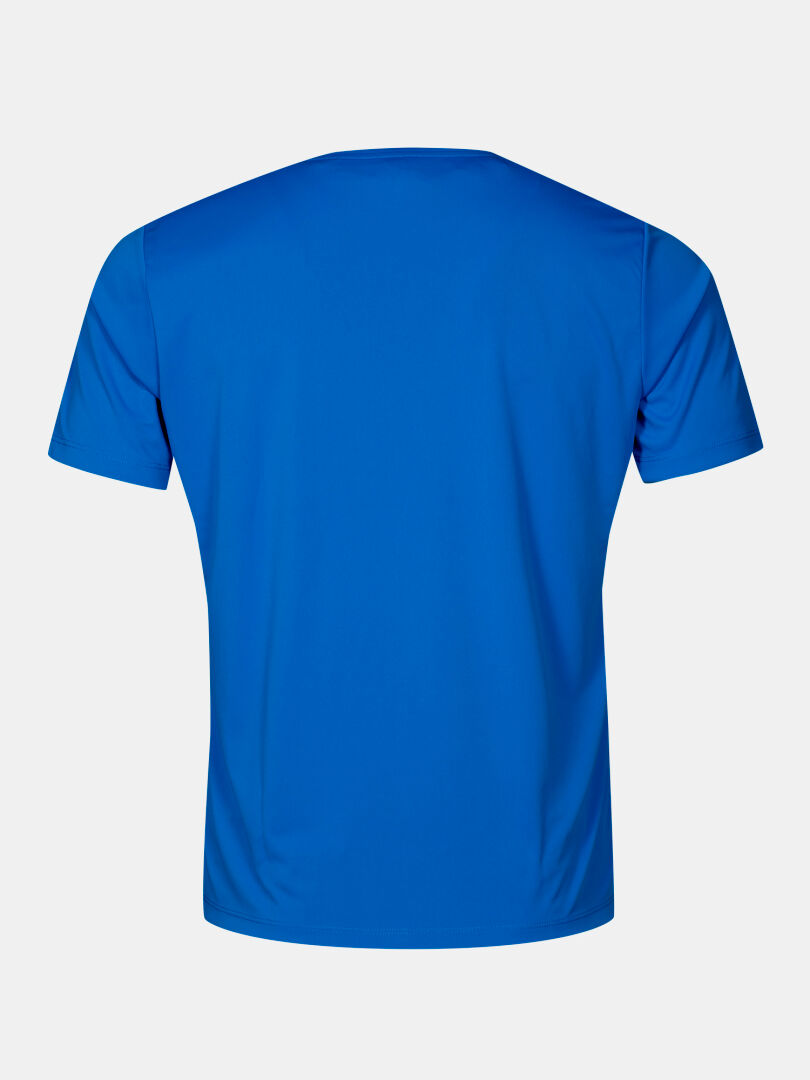Halti Salves T-shirt Men's in plain blue, shown from the back against a white background.