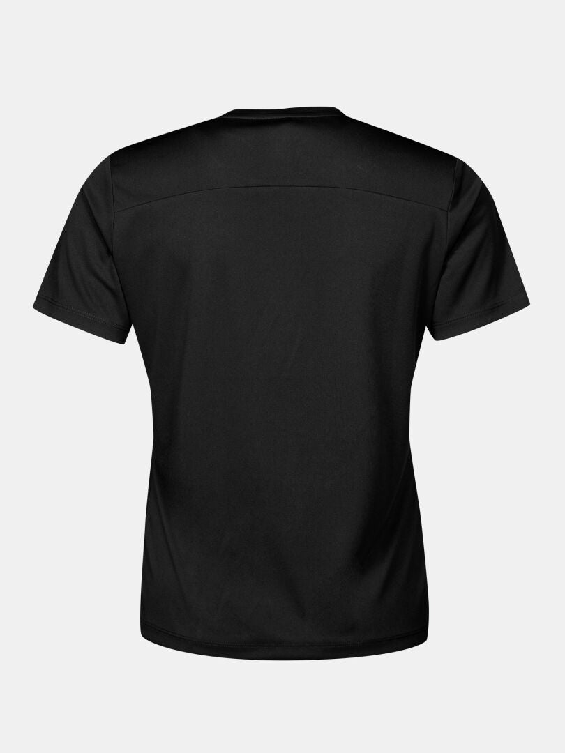 Back view of a Halti Technical T-shirt Women’s, a lightweight, breathable black short-sleeved athletic t-shirt.