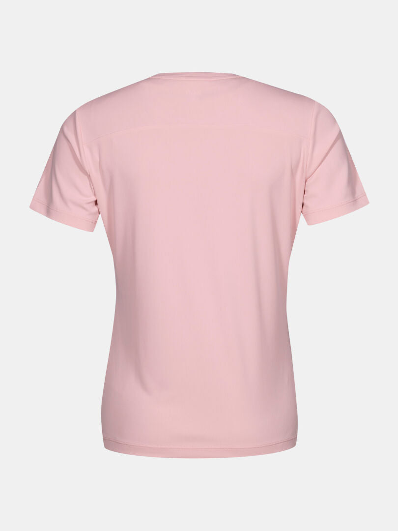 Back view of a lightweight, moisture-managing pink Halti Technical T-shirt Women’s Plus.