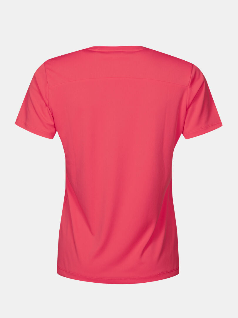 Back view of a lightweight pink Technical T-shirt Women’s Plus designed for moisture management.
