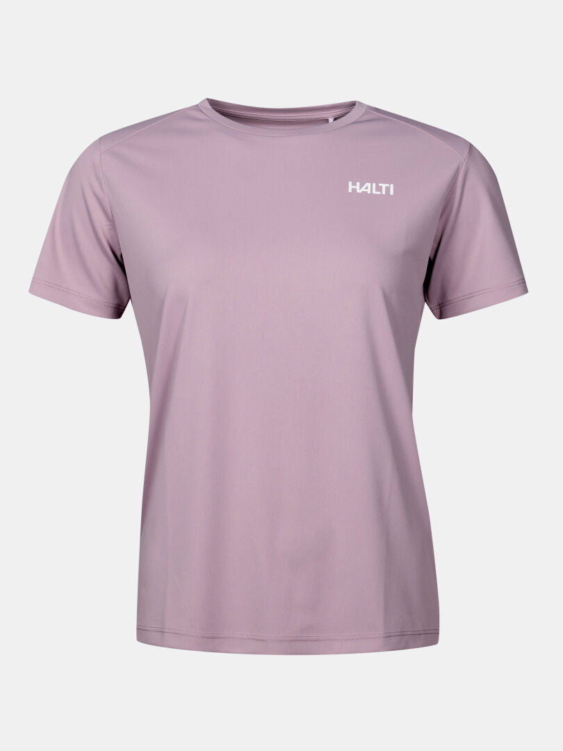 Mauve, lightweight Technical T-shirt Women’s Plus with short sleeves and a logo on the chest for active use.