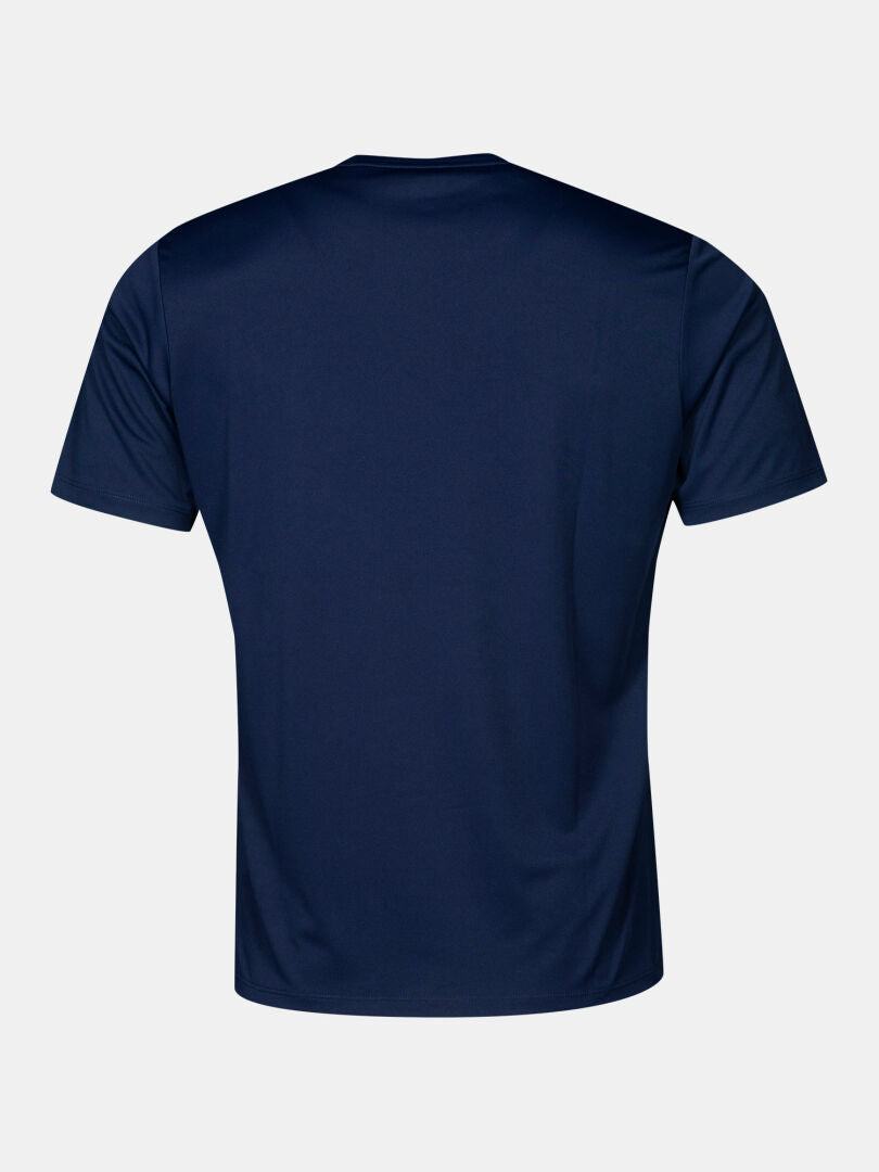 Back view of a Halti Technical T-shirt Men’s in lightweight navy blue.