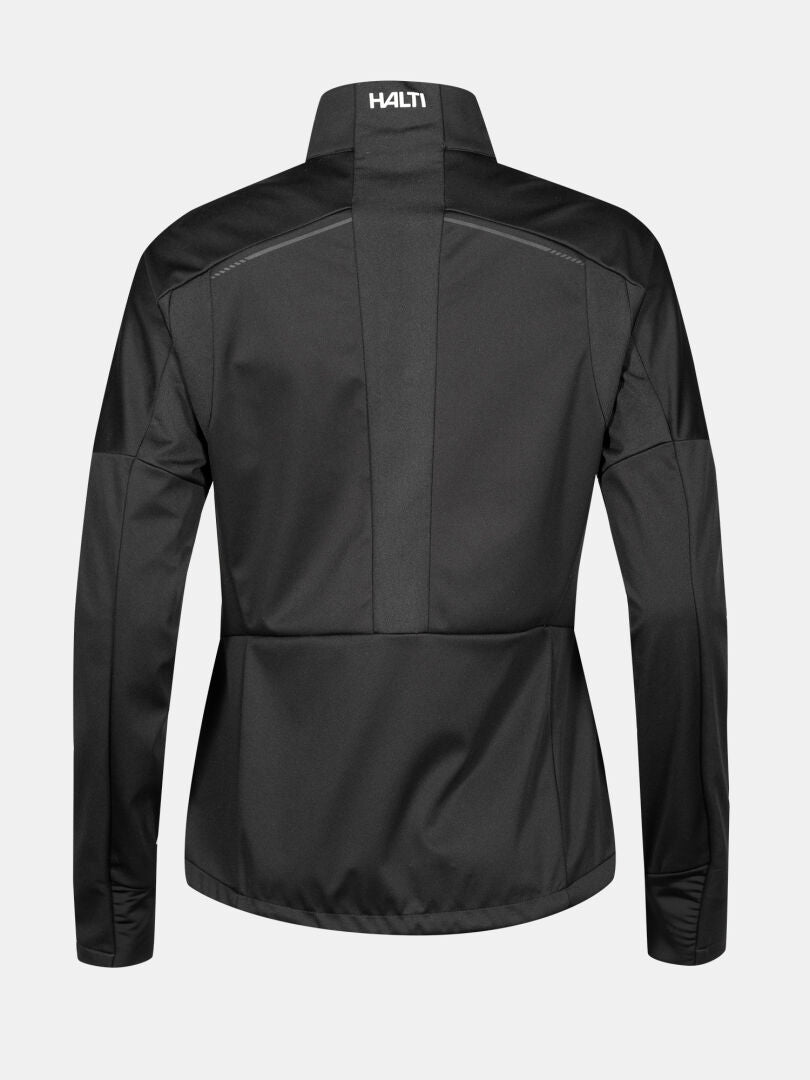 The Halti Framover Hybrid XCT Jacket Women's is a black, windproof, long-sleeve jacket with