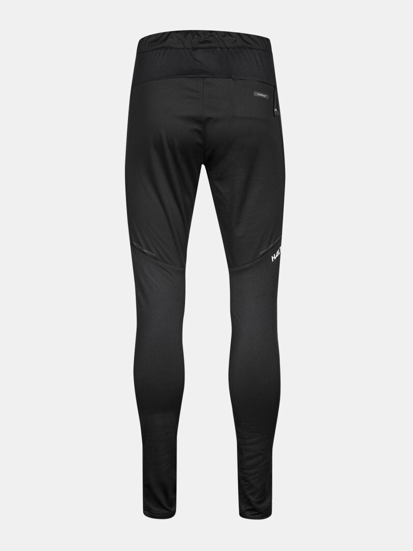 Back view of Halti Framover XCT Tights Women's, weather resistant with zip pocket and logo, for warmth and style.