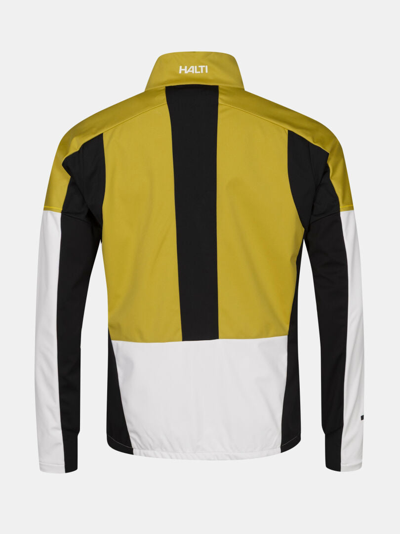 Halti Framover XCT Jacket Men's: Windproof, color-blocked yellow/black/white panels,