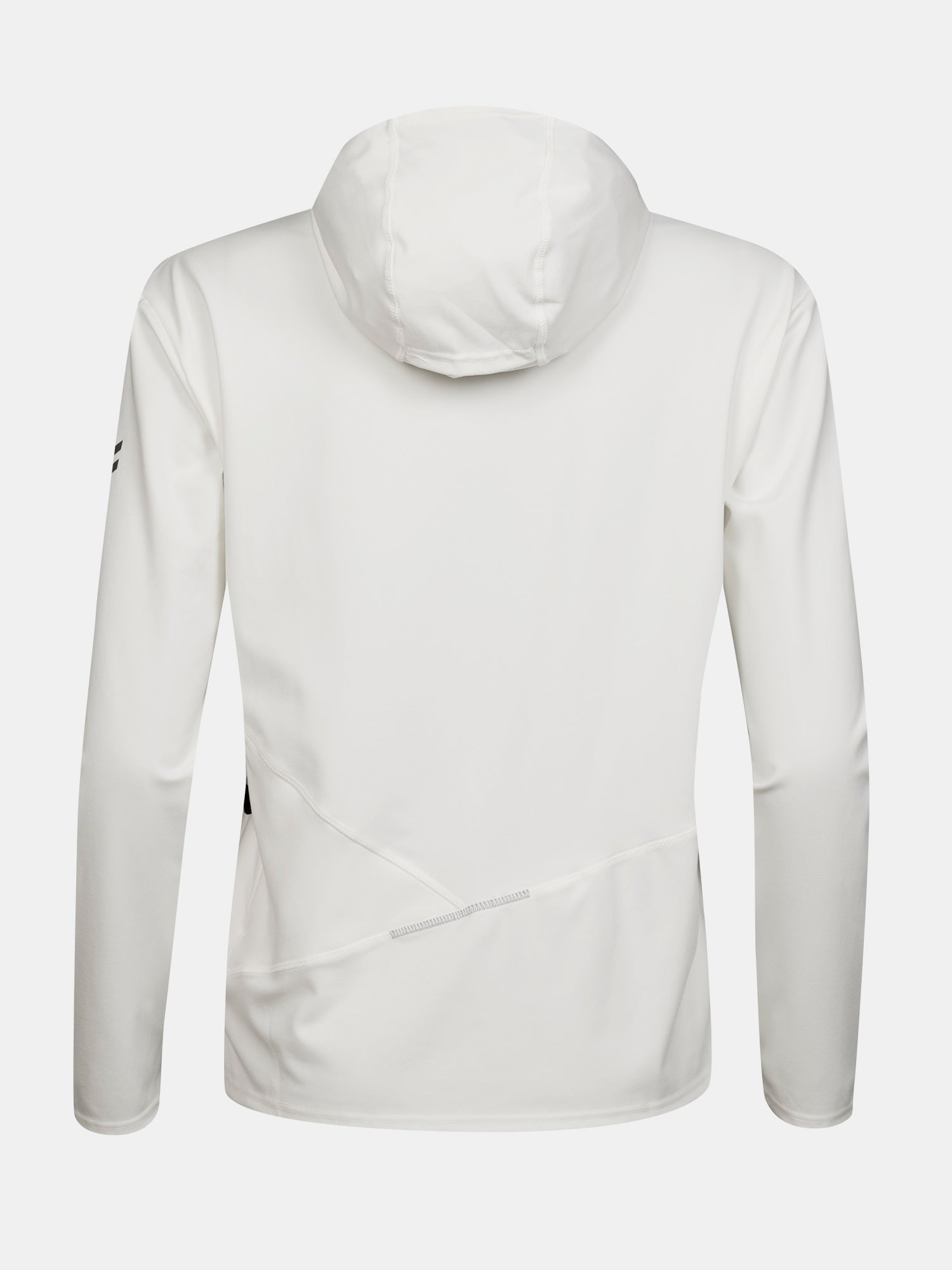 Back of Halti Kaltio Training Hoodie Women's, UPF 50+, long sleeves, displayed on a white background.