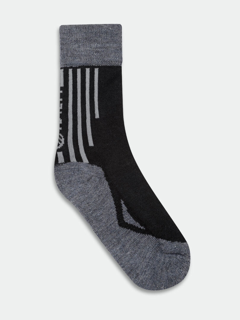 Halti Merino Wool Socks - 2 pack: black/gray, geometric design, reinforced heel & toe.