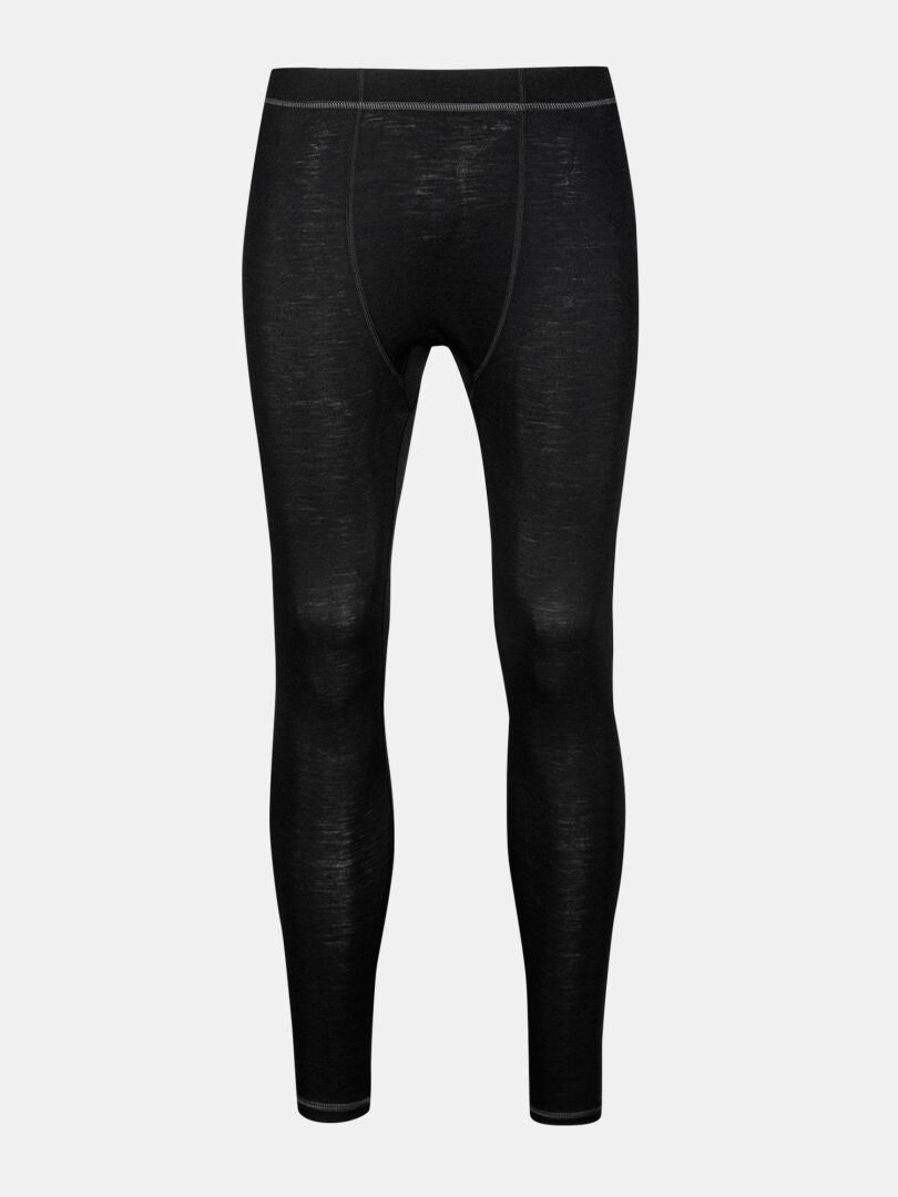 Halti Neva Merino Base Layer Set Men’s: black thermal pants with visible stitching, ideal for outdoor activities.