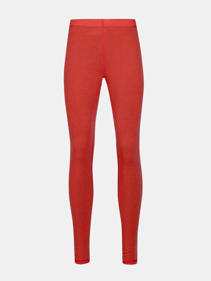 Red Neva merino base layer set women’s leggings for outdoor activities.