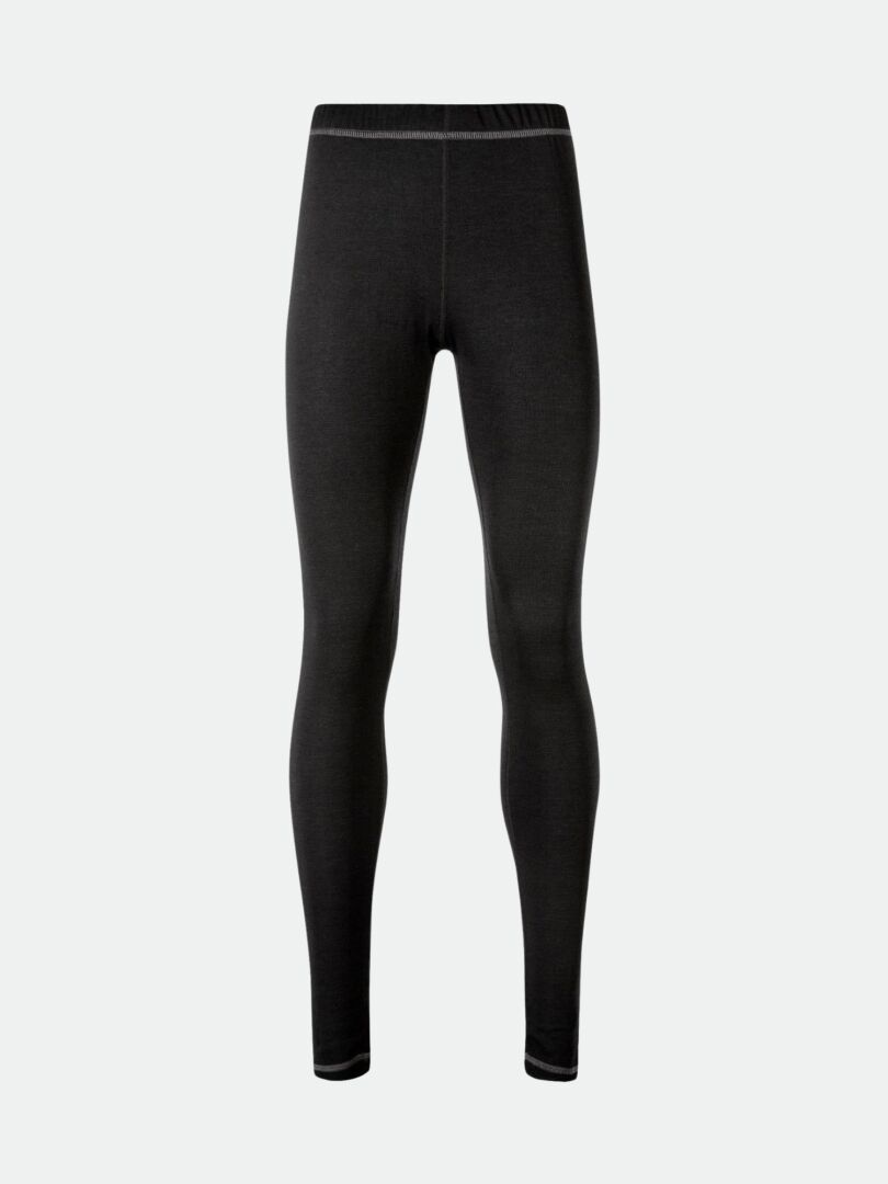 Black Neva merino base layer set women’s leggings with contrast stitching.
