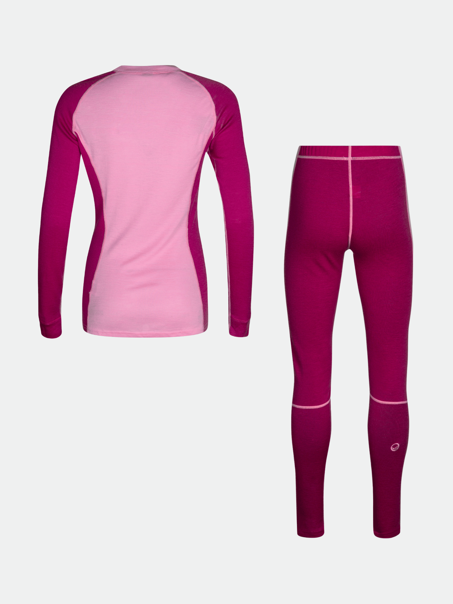 Halti Hossa Merinowool Baselayer Set Women's in pink/magenta, shown from the back on a white background.