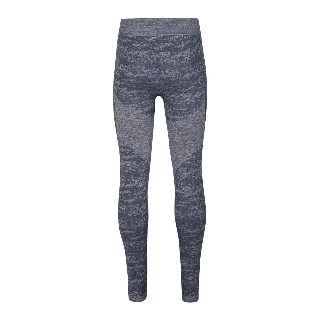 Halti Free Seamless Baselayer Set Womens, gray camo leggings with seamless tech, front view on white background.