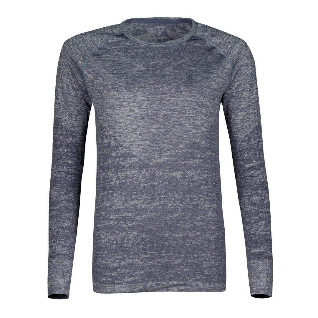 Halti Free Seamless Baselayer Set Womens in heathered gray with long sleeves is shown on a plain white background.