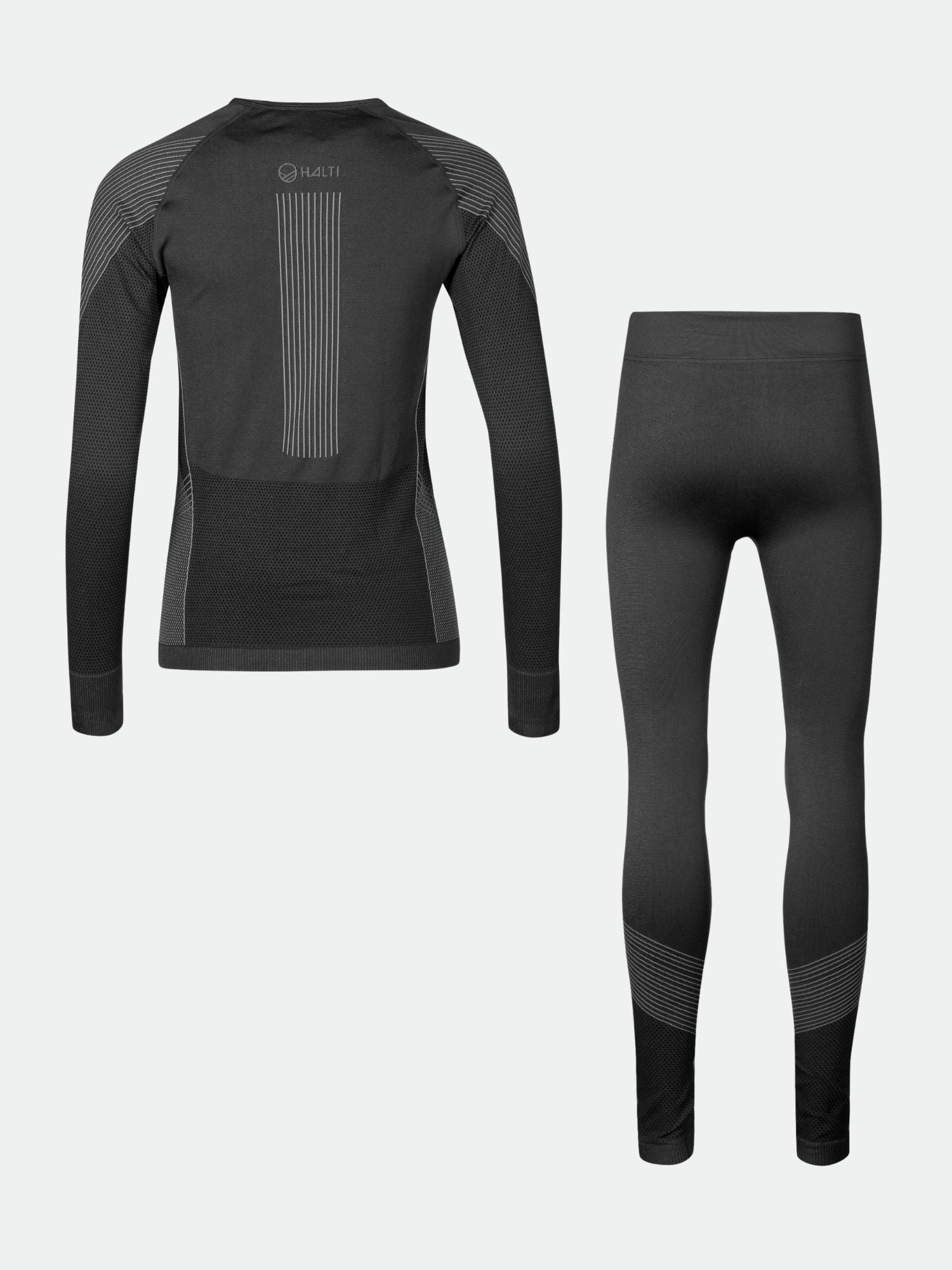 The Halti Atom Seamless Base Layer Set Women's in black, shown from the back on a plain light background.