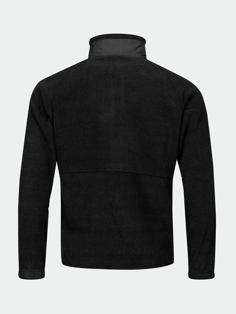 Back view of Halti Soolo Layer Jacket Mens in black with high collar, shown against a plain light background.