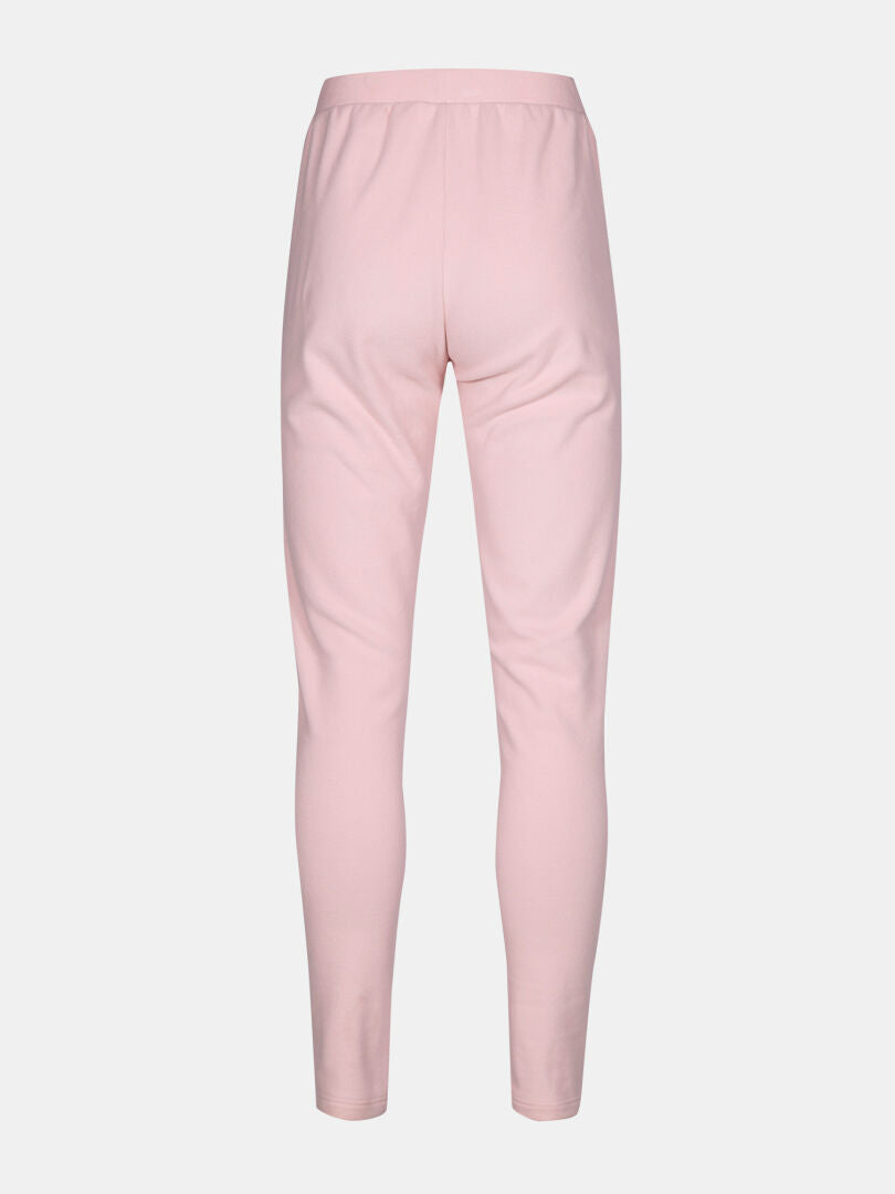 Halti Trone Fleece Pants Womens in light pink, high-waisted slim-fit, shown from the back on a white background.