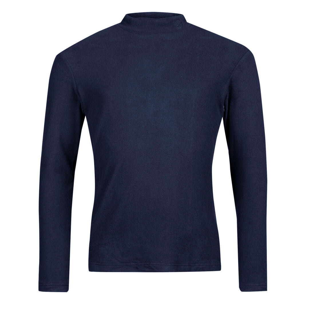 The Halti Trone Fleece Shirt Mens, navy blue and long-sleeved, is perfect for an active lifestyle.