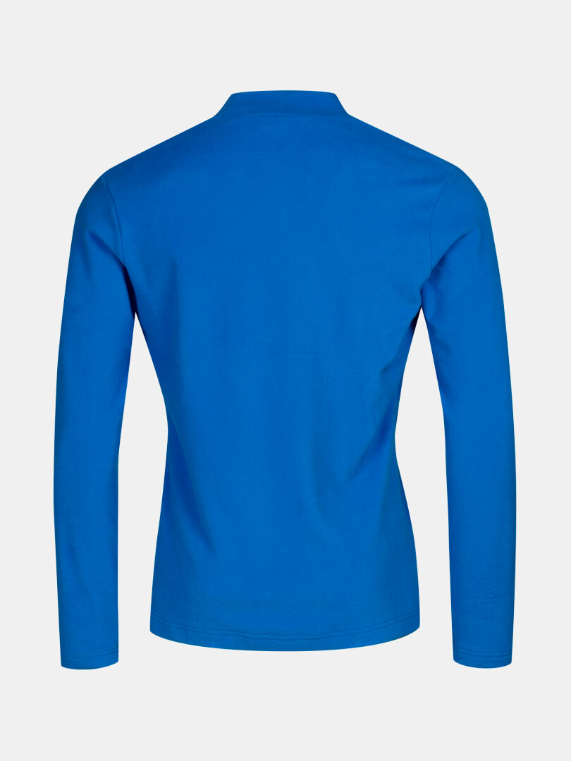 Halti Trone Fleece Shirt Mens, long-sleeve blue base layer, shown from the back on a white background.