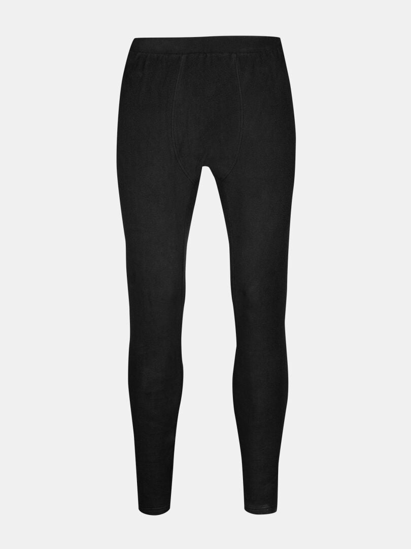 Halti Trone Fleece Pants Mens: black full-length thermal leggings with elastic waistband, ideal for active lifestyles.