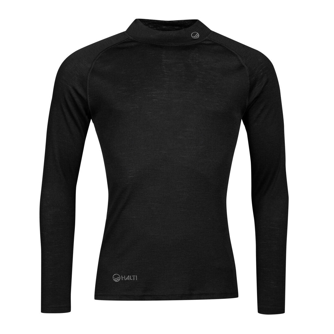 The Halti Neva Merino 3/4 Layer Set Mens is a black long-sleeve base layer, perfect for active training.