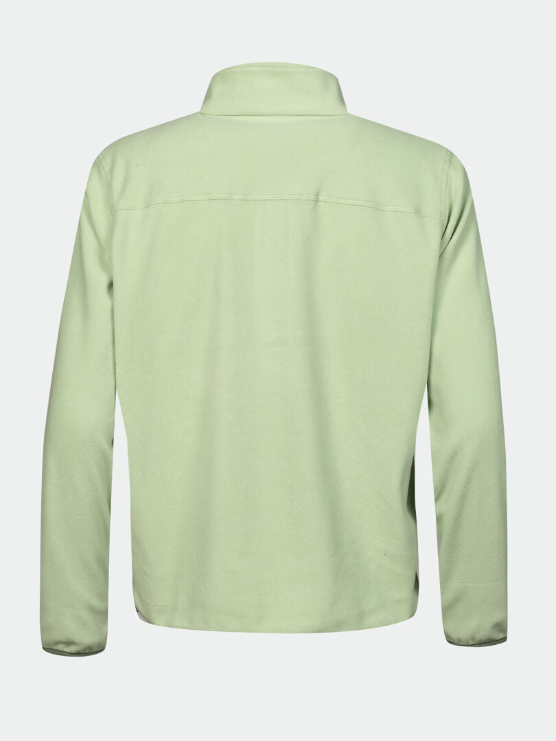 A light green Halti Ossia Half Zip Fleece Shirt Womens, shown from the back on a plain white background.