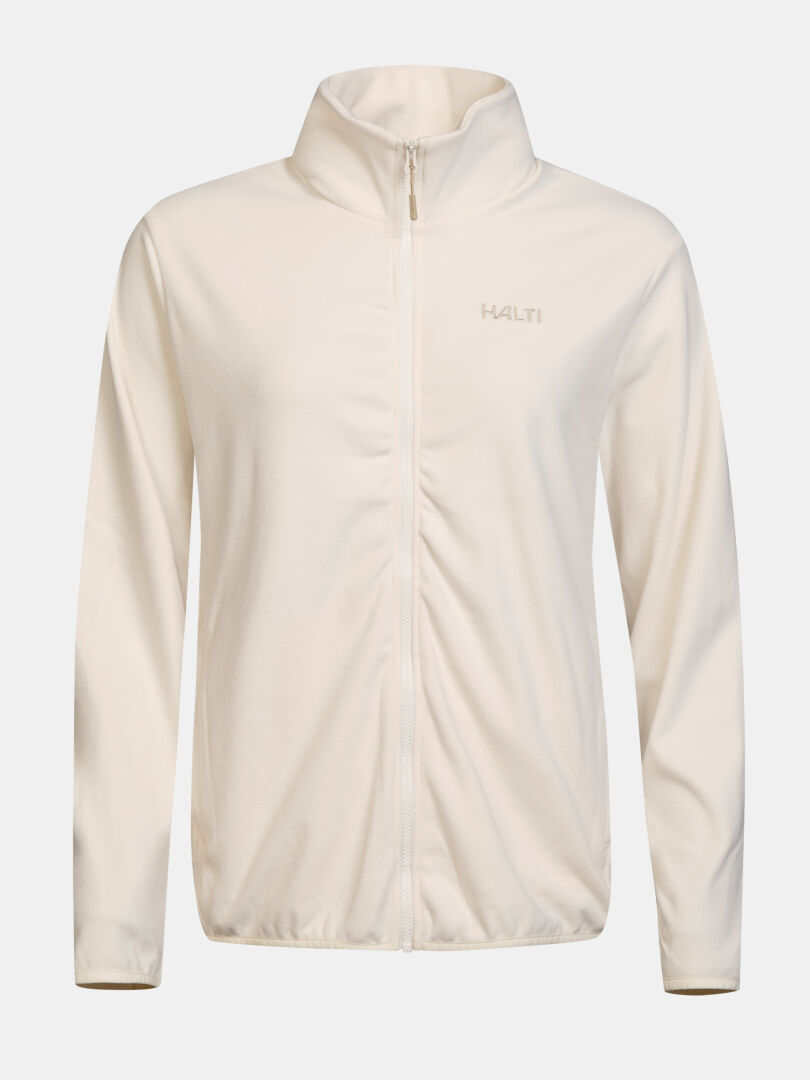 Halti Rockmoon Women’s Fleece Jacket in cream, featuring a high collar and left-chest Halti logo.
