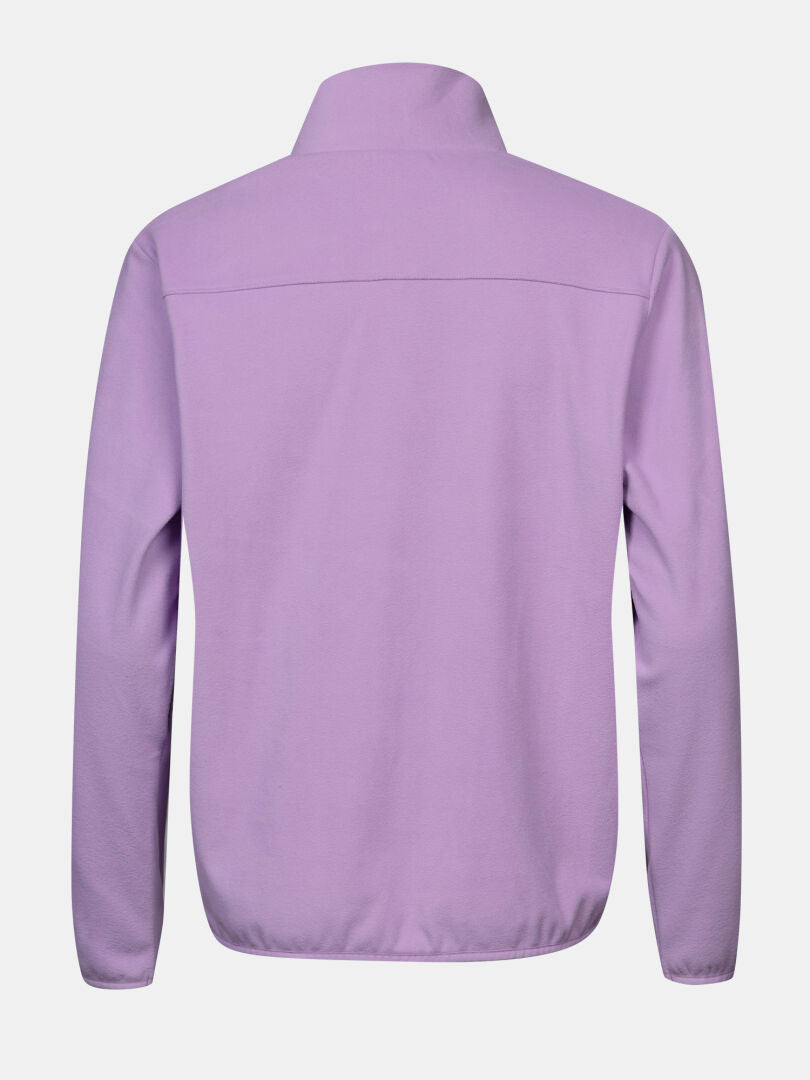 Halti Rockmoon Fleece Jacket Women’s in lavender, technical stretch fleece midlayer, shown from the back on white.