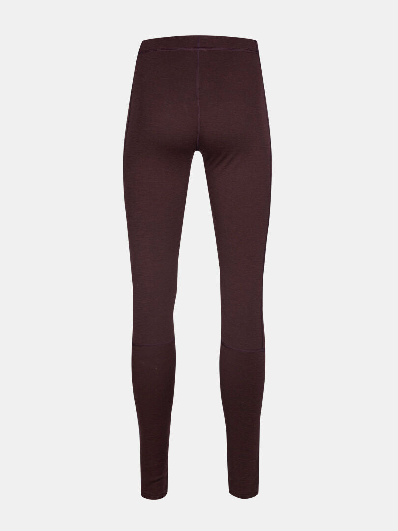 Back view of Halti Hossa II Merino Base Layer Set Women's in dark brown, ideal for cold weather layering.
