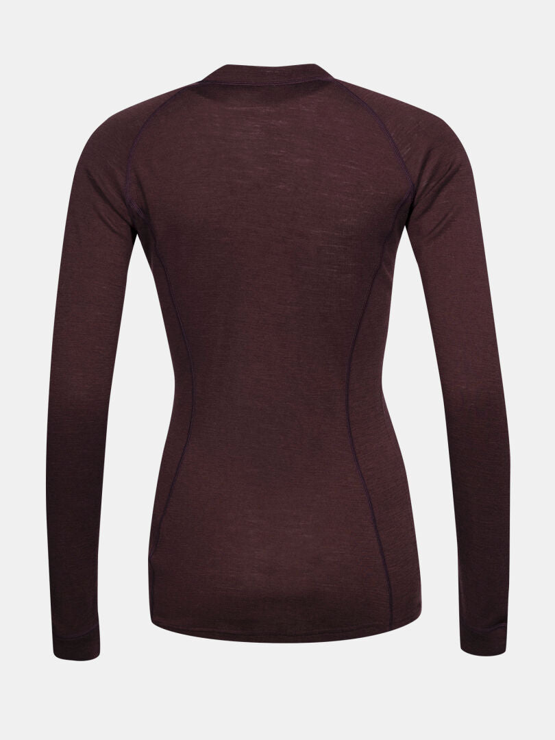 The Halti Hossa II Merino Base Layer Set Women's, long-sleeve and fitted, shown from the back on white.