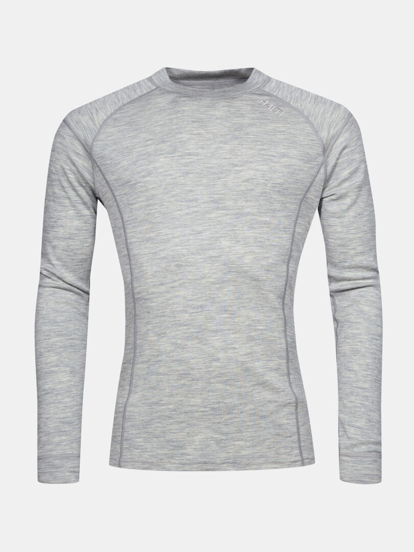 The Halti Hossa II Merino Base Layer Set Mens in light gray is shown on a plain white background.