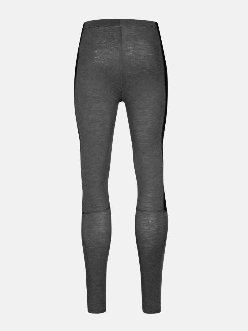 Back view of Halti Hossa II Merino Base Layer Set Mens leggings in gray with black panels on a plain white background.
