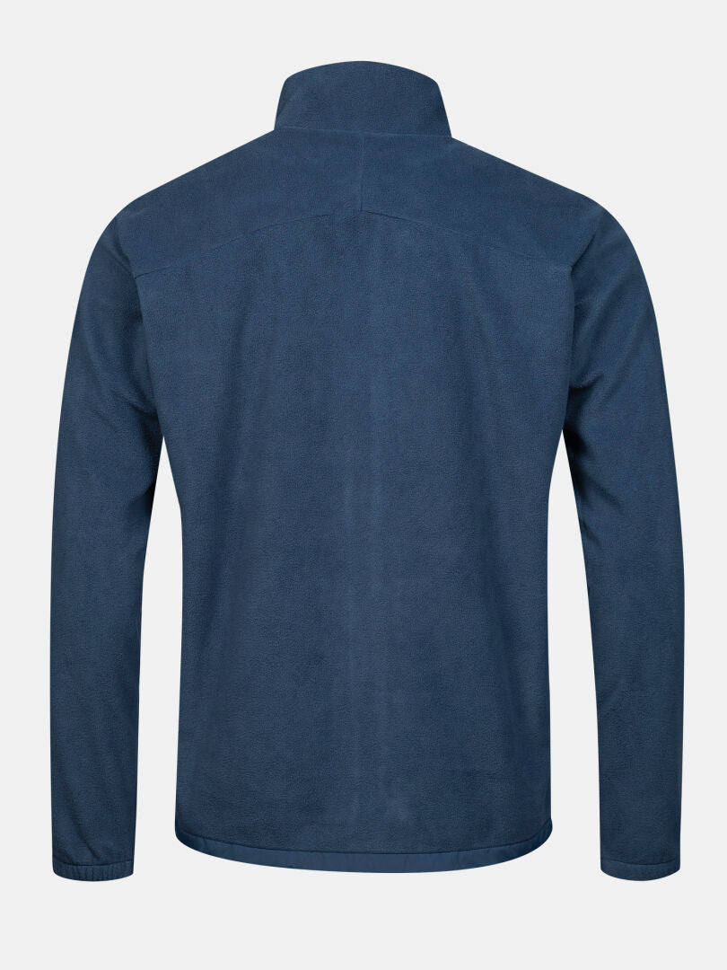 The Halti Robin Fleece Jacket Men’s in navy blue features long sleeves and a standing collar—ideal for outdoor adventures.