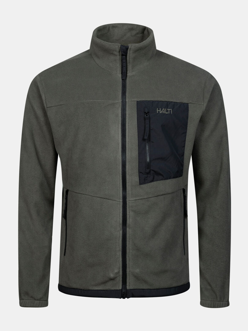 Halti Robin Fleece Jacket Men’s: everyday essential with a high collar and black zippered left chest pocket.