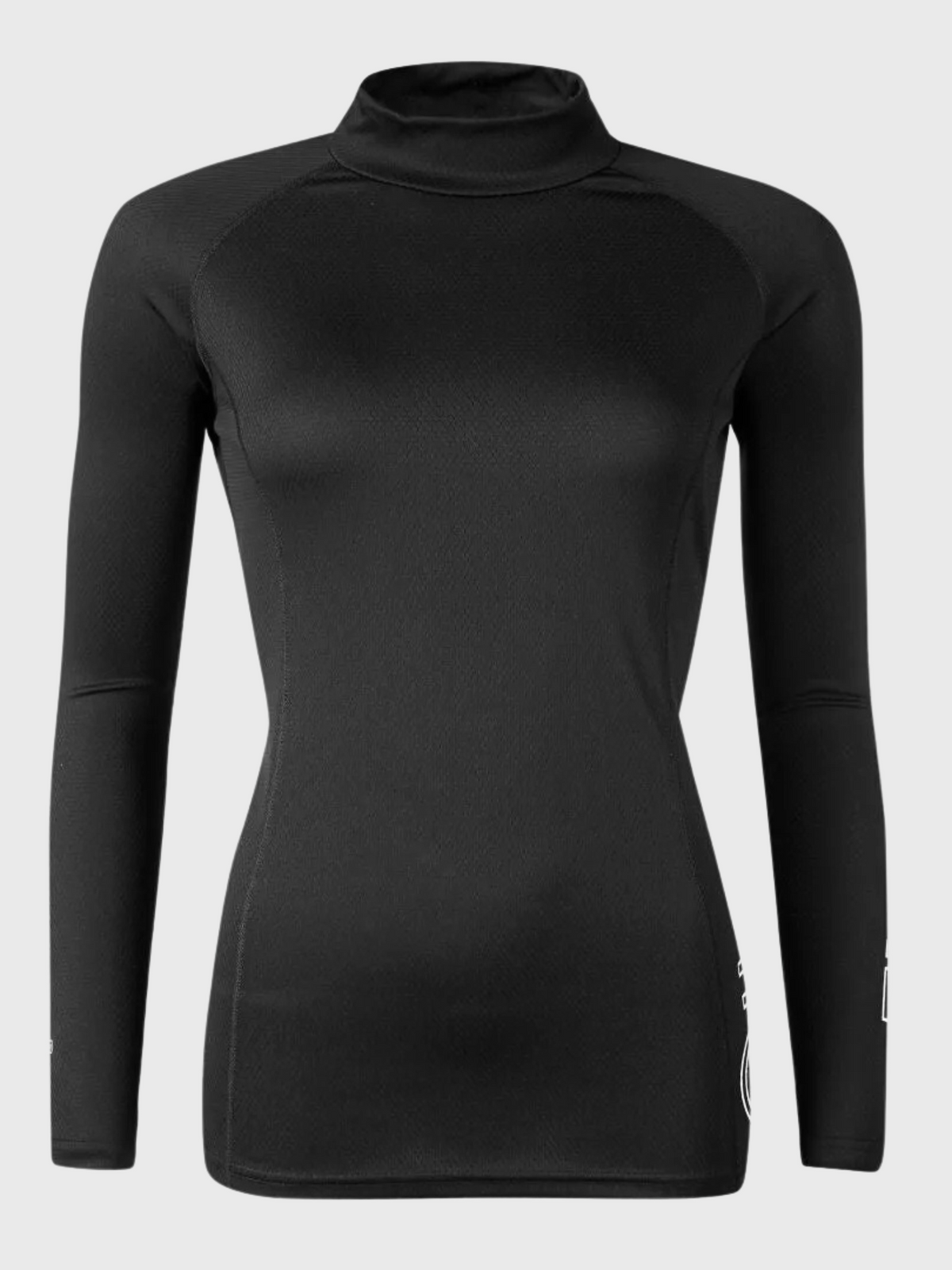 Halti Prime Base Layer Set women’s black long-sleeved mock-neck shirt in Active Dry material.