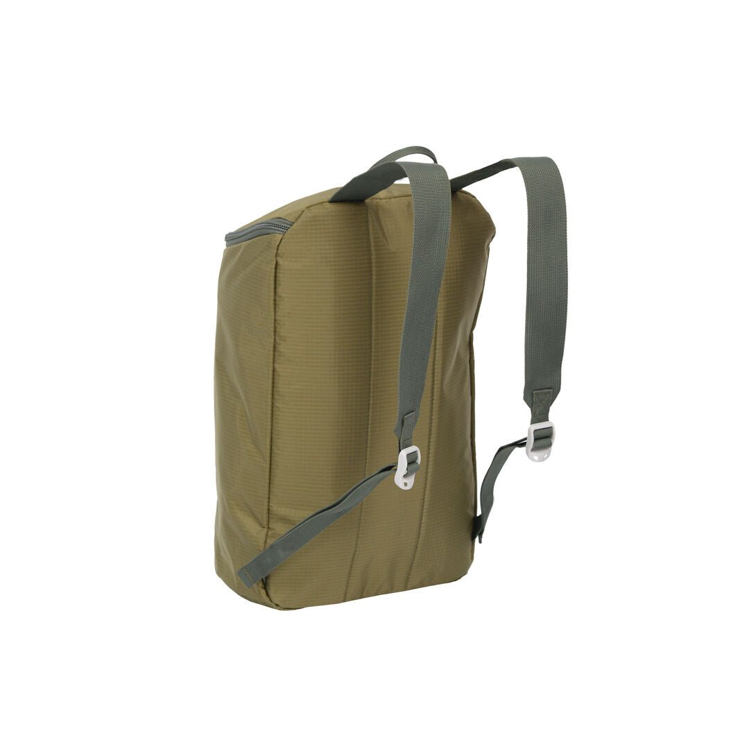 The Halti Inari 65 Backpack is khaki green with gray adjustable straps and an ergonomic carrying system.