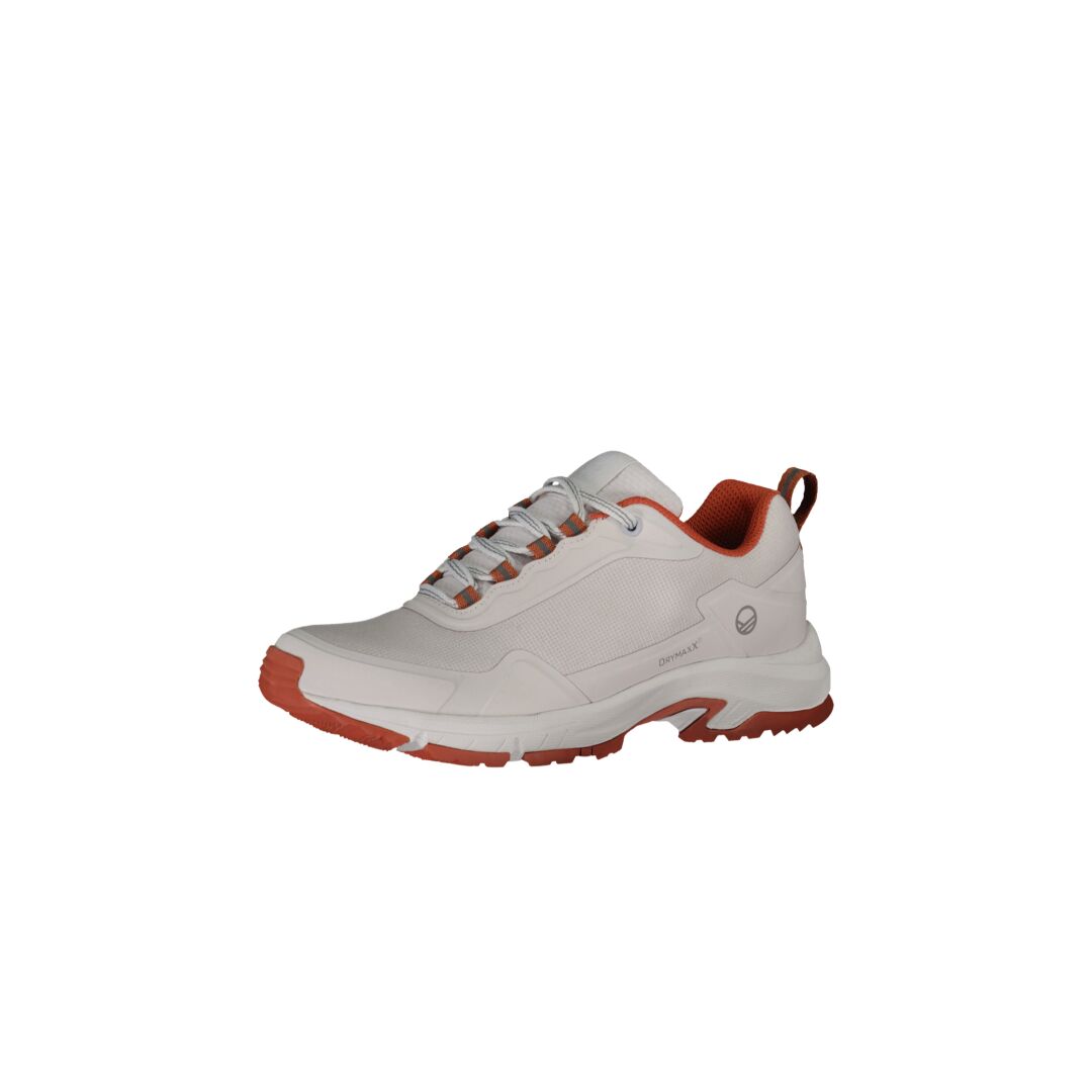 Halti Fara Low 2 DrymaxX Outdoor Shoe Womens: white with orange GripmaxX sole, DrymaxX membrane, and pull tab.