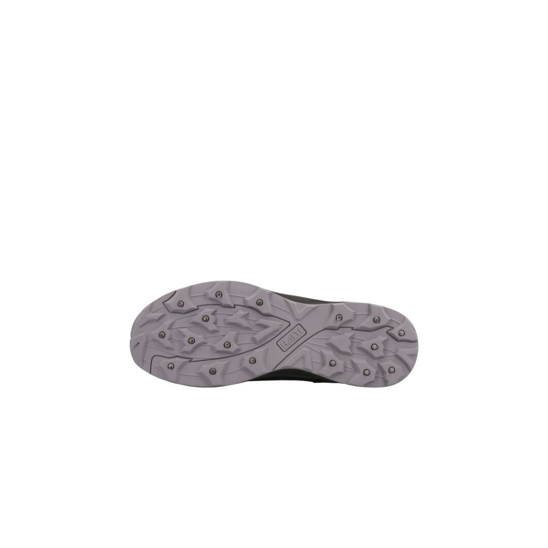 Bottom view of Halti Nanook Mid DrymaxX Spike Shoe shows a gray treaded sole with GripmaxX Spike and visible logo.