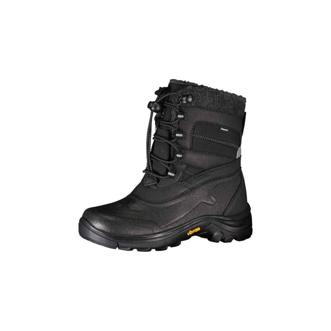 Halti Inari Childrens DrymaxX Winter Boot with Vibram sole, fleece lining, and lace-up front, side view on white.