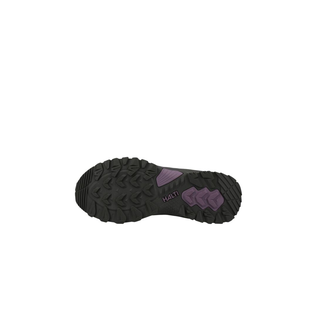 Halti Winnipeg Mid DrymaxX Outdoor Shoe Womens, black & purple with GripmaxX Arctic sole, ideal for outdoor use.
