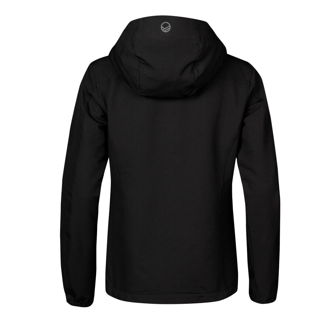 Halti Kero Womens Warm X-stretch Jacket in black, shown from the back with long sleeves and top center logo.