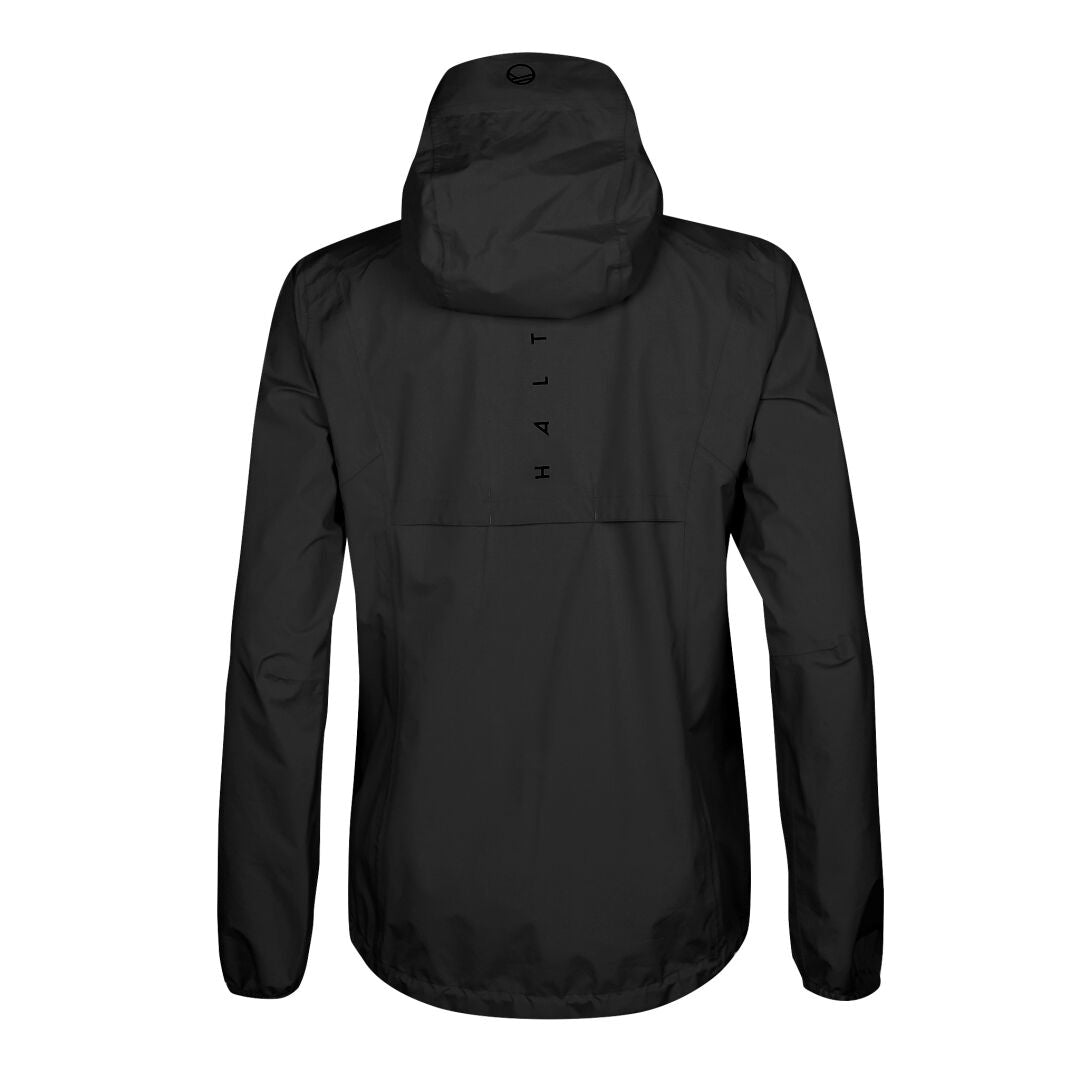 Lastu II Womens DrymaxX 2.5L Shell Jacket by Halti shown from the back with HALTI printed vertically down the center.